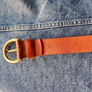 Madewell Tan Genuine Leather Belt with Rounded Brass Buckle